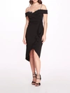 MARCHESA OFF SHOULDER DRAPED DRESS