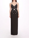MARCHESA SCATTERED CRYSTAL COLUMN GOWN