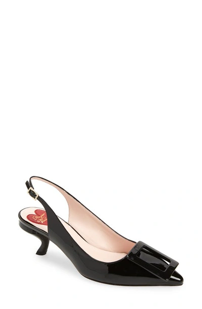 Roger Vivier Virgule 55 Slingback Pumps In Patent Leather In Black