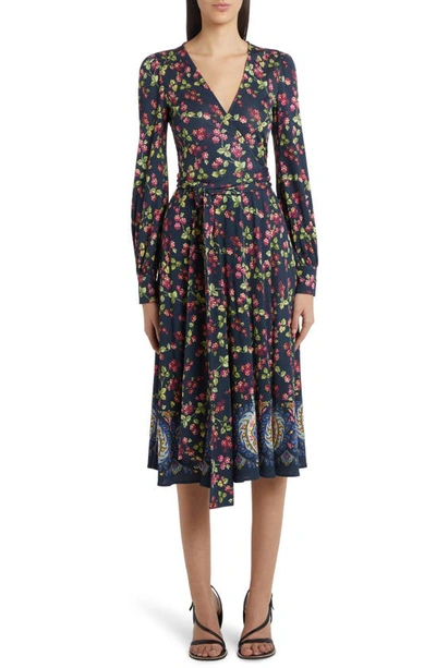 Etro Lulu Jersey Wrap Midi-dress In Multicolor