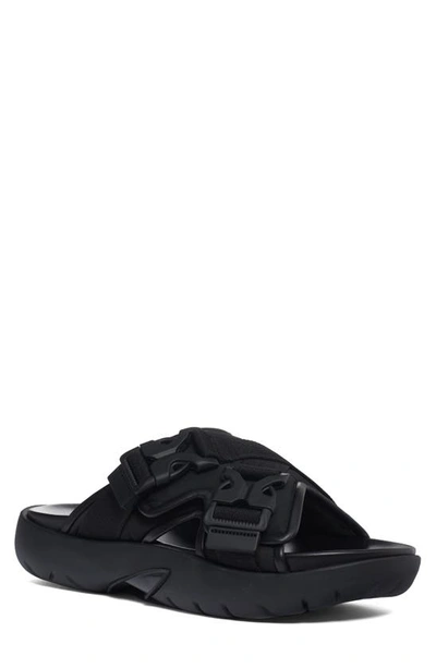 Bottega Veneta Snap Slide Sandals - Men's - Calf Leather/rubber/recycled Polyester In Black