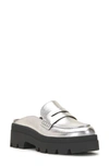 Jessica Simpson Uma Platform Penny Loafer Mule In Silver
