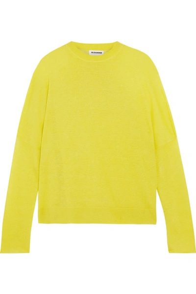 Jil Sander Linen, Cashmere And Silk-blend Sweater In Yellow