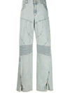 Blumarine Paneled High-rise Wide Jeans In N Sterling Blue