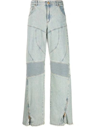 Blumarine Paneled High-rise Wide Jeans In Green