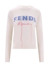 Fendi Ivory Stretch Cashmere Blend Sweater In White