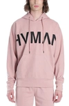 Hvman Waffle Knt Logo Hoodie In Dusty Pink Waffle Knit