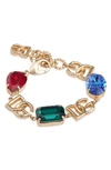 Dolce & Gabbana Bracelet With Colored Stones And Dg Logo In Gold Multicolor