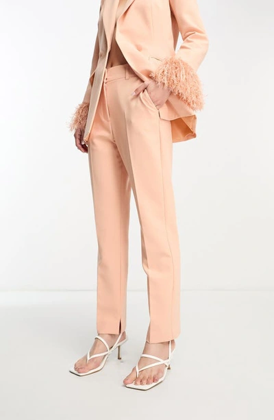 Asos Design Tuxedo Slim Cigarette Suit Pants In Apricot-no Color In Light Orange