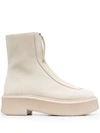The Row Textured-nubuck Platform Ankle Boots In Beige
