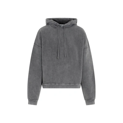 Acne Studios Logo Printed Hoodie In Bm Faded Black