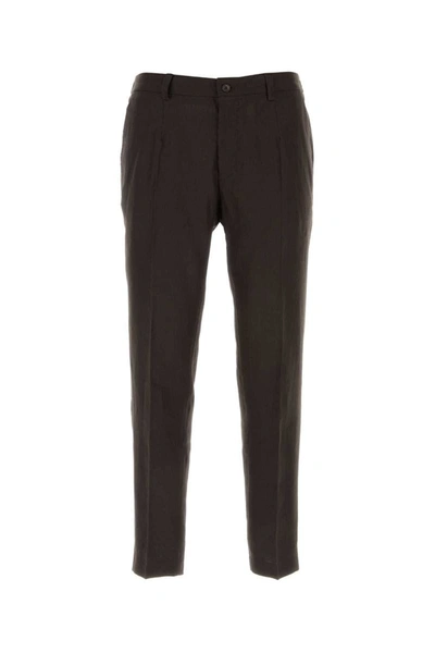 Dolce & Gabbana Dark Brown Stretch Cotton Pant In Marrone