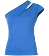 MUGLER Blue One-Shoulder Slash Top,616643123129568436