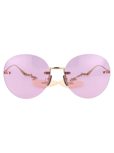 Gucci Eyewear Oval Frame Sunglasses In Purple