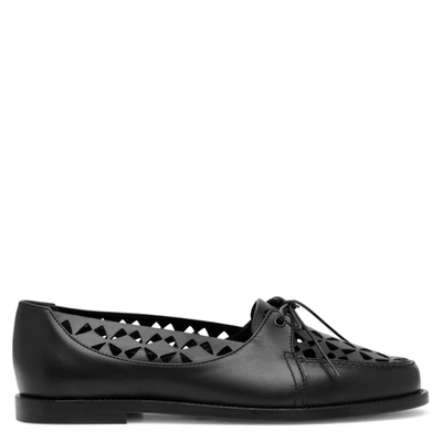 Manolo Blahnik Delirium Perforated Leather Lace-up Loafers In Blck