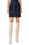 AKRIS PUNTO TOPSTITCHED DENIM SKIRT