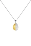 CLASSICHARMS FROSTED AND MATTED TEXTURE TWO TONE PENDANT NECKLACE