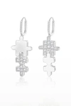 CLASSICHARMS SILVER JIGSAW PUZZLE DROP EARRINGS
