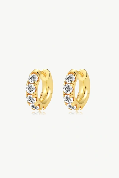 CLASSICHARMS DANIELA GOLD HUGGIE HOOP WHITE CLEAR ZIRCONIA EARRINGS