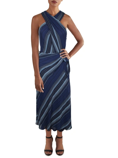 Lauren Ralph Lauren Womens Striped Midi Fit & Flare Dress In Blue