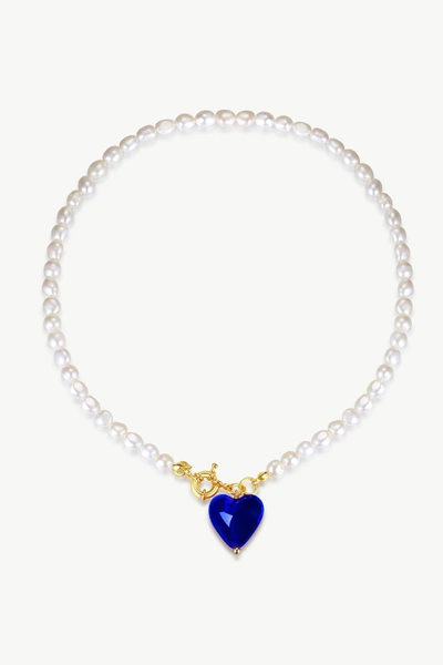 Classicharms Esmée Blue Glaze Heart Pendant Pearl Necklace