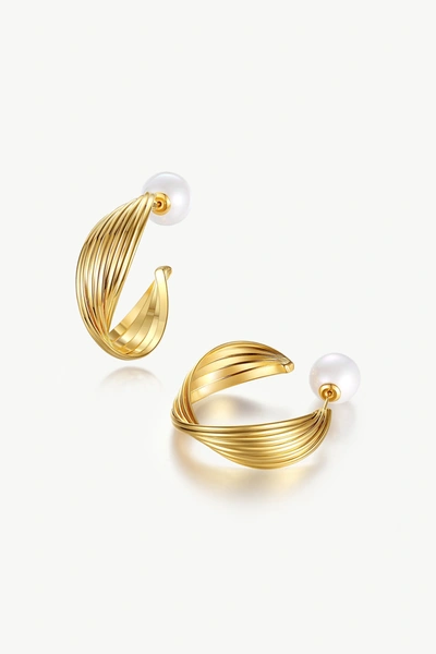 Classicharms Gold Twisted Wave Hoop Earrings