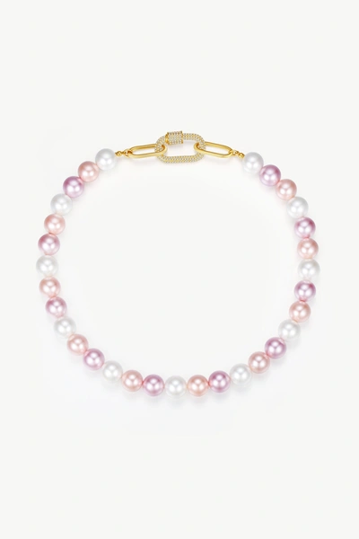 Classicharms Pink Shell Pearl Necklace With Gem-encrusted  Carabiner Lock