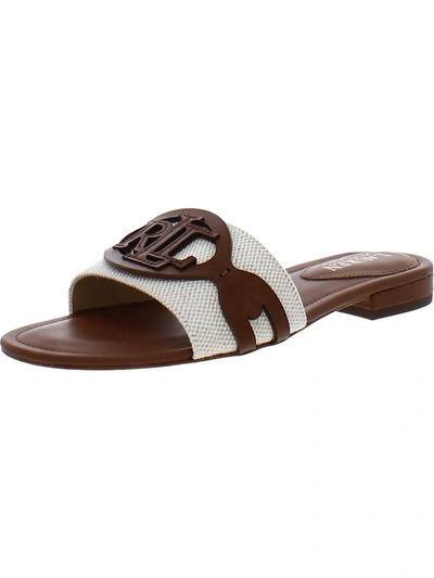 Lauren Ralph Lauren Alegra Womens Logo Canvas Slide Sandals In Multi