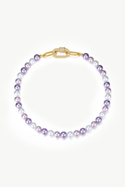 Classicharms Purple Shell Pearl Necklace With Gem-encrusted  Carabiner Lock In Gold