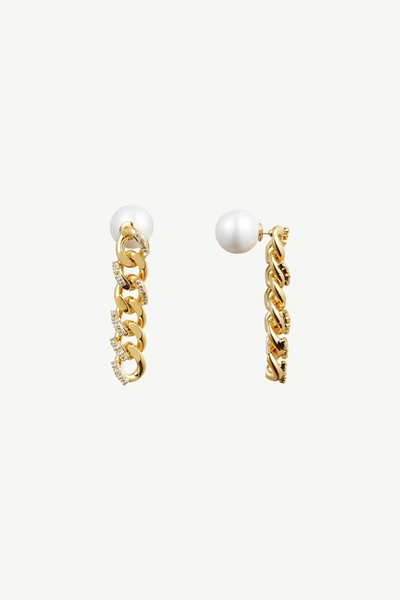 Classicharms Rhinestone Golden Chain Earrings