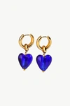 Classicharms Women's Esmée Blue Glaze Heart Dangle Earrings In Blue