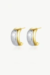 CLASSICHARMS FROSTED AND MATTED TEXTURE TWO TONE HOOP EARRINGS