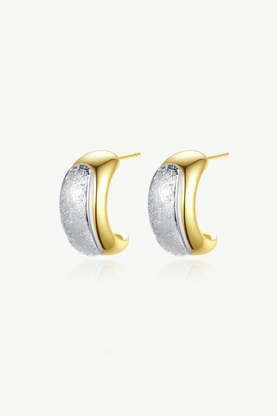 Classicharms Frosted And Matted Texture Two Tone Hoop Earrings In Yellow