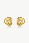 Classicharms Gold Clover Designed Stud Earrings In Gold