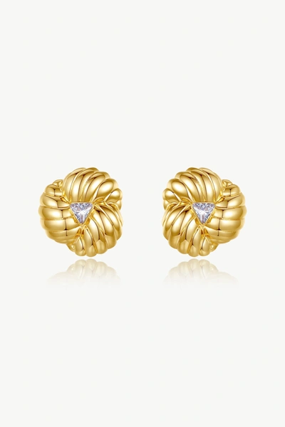 Classicharms Gold Clover Designed Stud Earrings