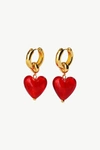 Classicharms Women's Esmée Red Glaze Heart Dangle Earrings In Red