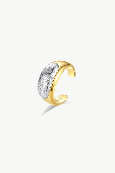 Classicharms Frosted And Matted Texture Two Tone Ring In Yellow