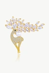 Classicharms Pavé And Pearl Reindeer Brooch In Gold