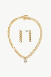 Classicharms Statement Glittering Necklace And Earrings Set In Gold