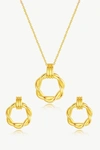 Classicharms Eléa Twisted Hoop Pendant Necklace And Earrings Set In Gold