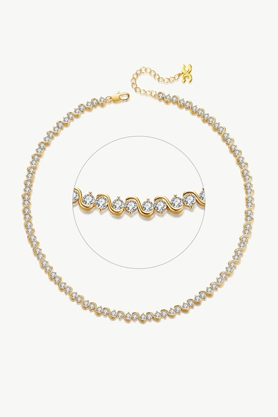 Classicharms Gold Wave Zirconia Tennis Choker Necklace