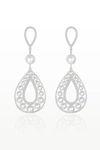 Classicharms Silver Pearl Hollow Teardrop Dangle Earrings