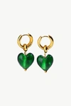 CLASSICHARMS ESMÉE GREEN GLAZE HEART DANGLE EARRINGS