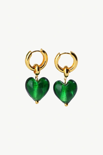 Classicharms Women's Esmée Green Glaze Heart Dangle Earrings