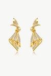 Classicharms Women's Gold Pavé Diamonds Embellished Butterfly Earrings In Silver