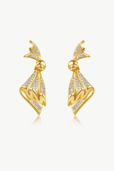 Classicharms Women's Gold Pavé Diamonds Embellished Butterfly Earrings