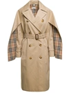 BURBERRY BEIGE TRENCH COAT WITH CAPE LINED SLEEVES IN COTTON WOMAN