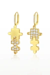 CLASSICHARMS GOLD JIGSAW PUZZLE DROP EARRINGS
