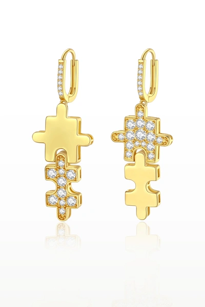 Classicharms Gold Jigsaw Puzzle Drop Earrings