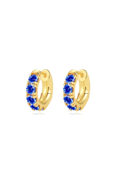 Classicharms Daniela Gold Huggie Hoop Sapphire Blue Zirconia Earrings